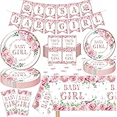 123 Pack Floral Sweet Girl Party Supplies Baby in Bloom Birthday Party Decorations Set Baby Shower Decorations for Girl Party