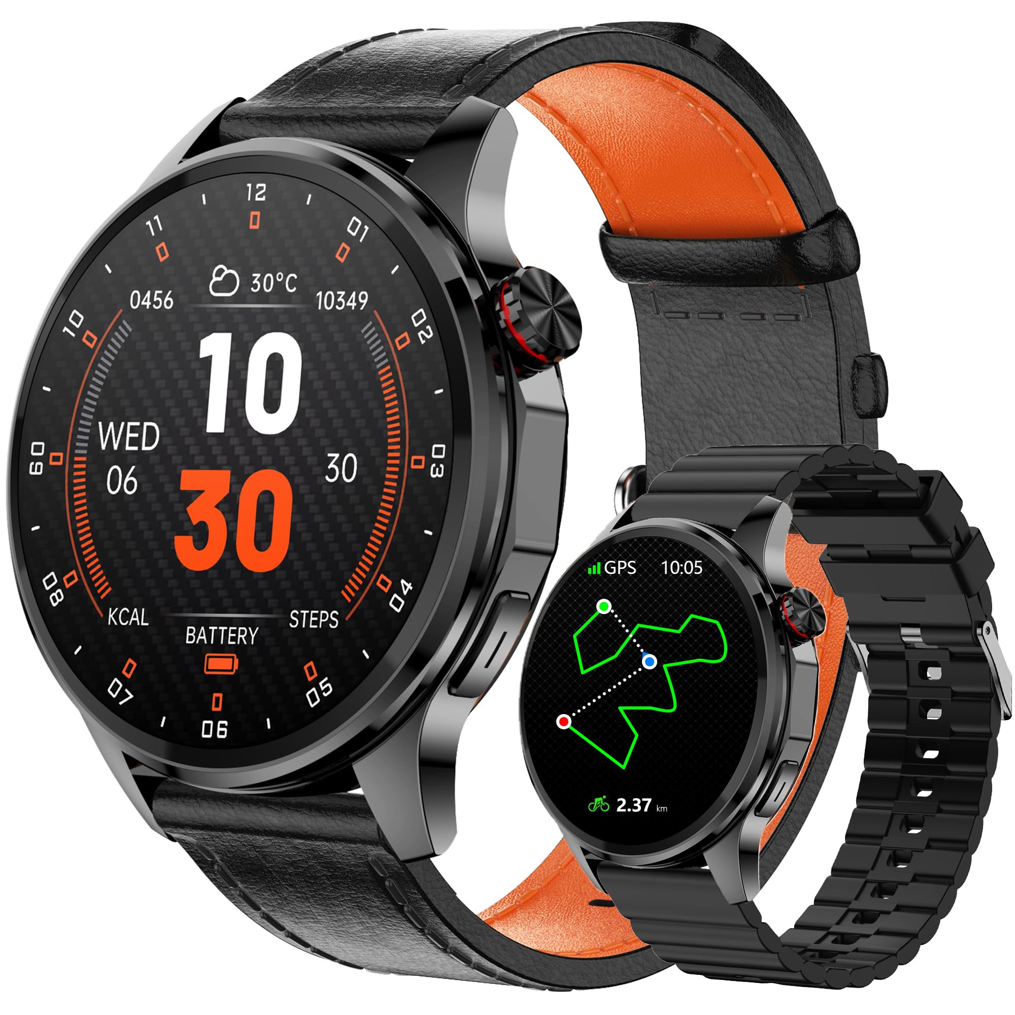 Photo 1 of Smart Watch for Men Built-in GPS(Answer/Make Call/Text), 1.46" AI Smartwatch for Android Phones/iPhone, 100+ Sport Mode Fitness Tracker with Health/Sleep Monitor, Compass/Barometer/Altitude(2 Straps)
