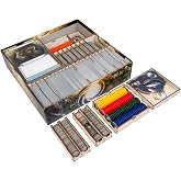 Wooden Game Organizer Compatible with Cosmic Encounter &ndash; 9 Removable Trays for Cards, Ships, Planets and Tokens, Laser-Cut Birch Kit &ndash; The Broken Token