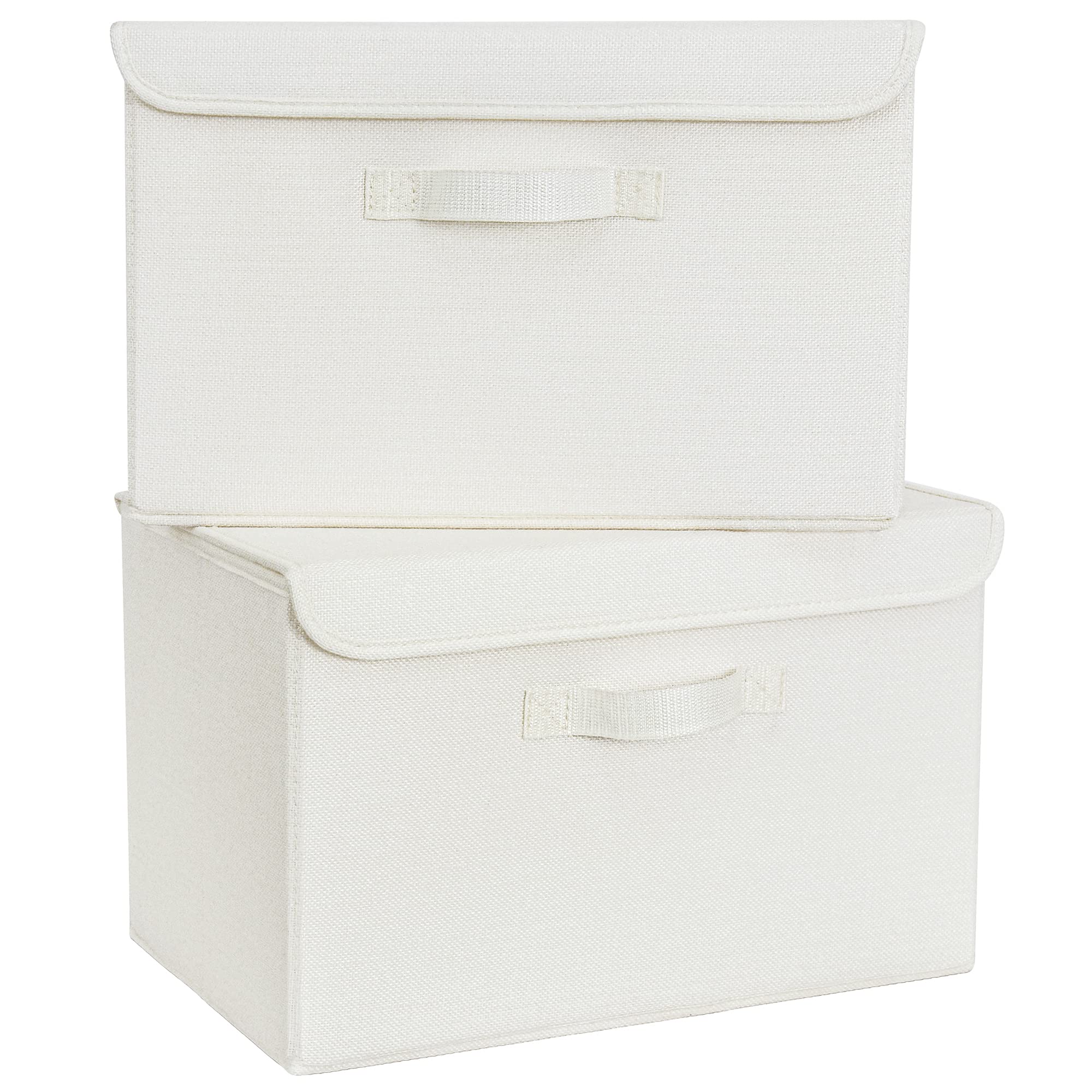 Photo 1 of GRANNY SAYS Storage Bins with Lids, Fabric Storage Boxes, Closet Organizers and Storage, Ivory White, 2-Pack