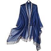 STARWHISPER Women's Gold Trim Silk Scarf Shawl Wrap - Elegant Accessory for Evening Dress - Gift Packaged