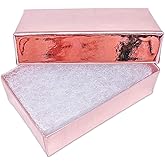 TheDisplayGuys - 25-Pack #21 Cotton Filled Cardboard Paper Jewelry Boxes Gift Case - Metallic Rose Gold (2.6" x 1.6" x 1.0") - for Shipping or Storage