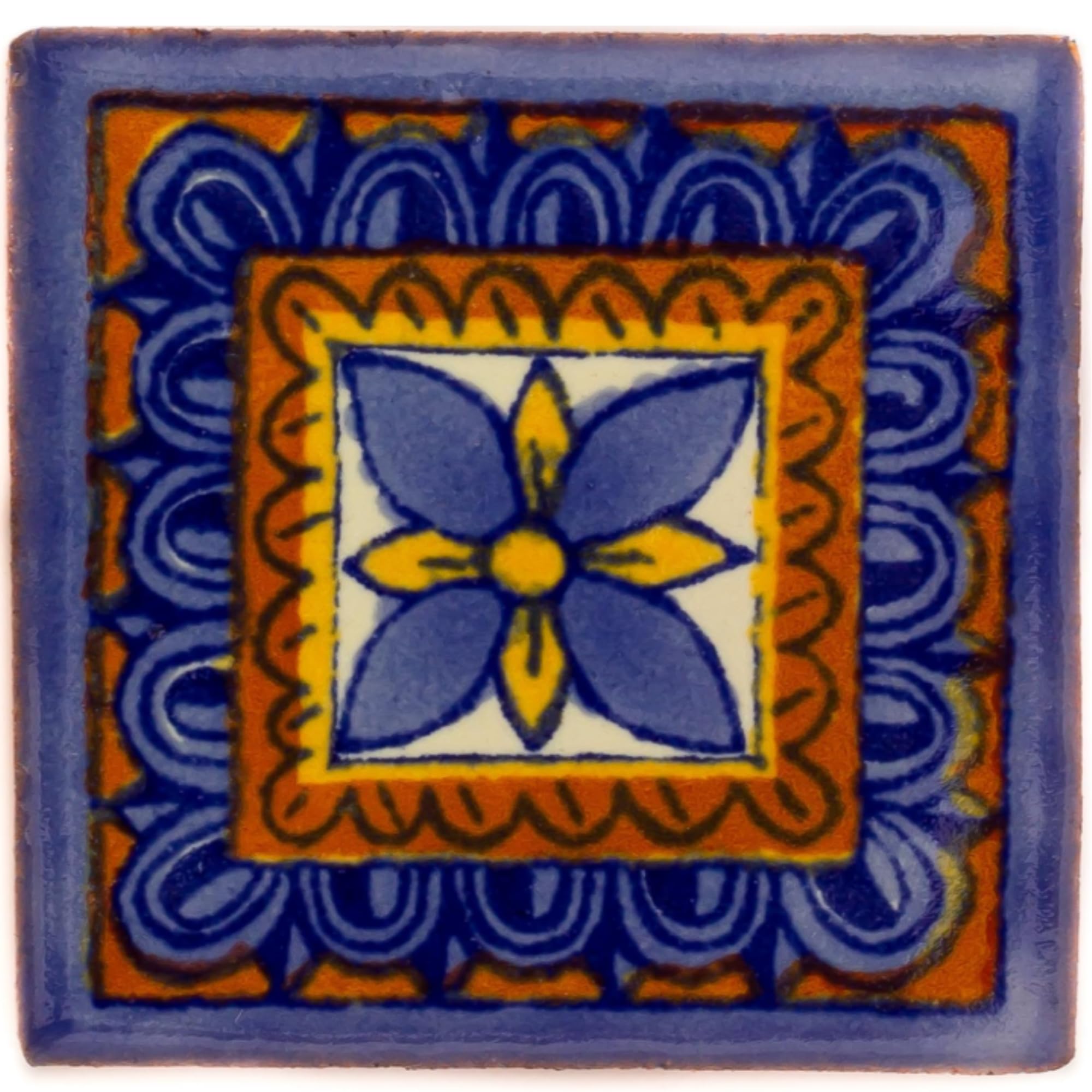 Tumia LAC Handmade Mexican Talavera Tile - Authentic Style Yesenia Ceramic Tiles for Crafts, Backsplashes and Home Improvement - Tile Pack of 10