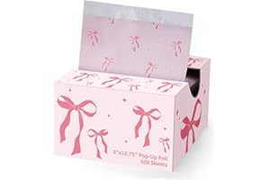 AmazingSpark Pink Bow Design Hair Foils for Highlighting, 5"w x 10.75"L Cute Aluminum Pop up Hair Foil for Stylist Color Application and Highlighting Services, Non Slip 500 Pop up Foil Sheets