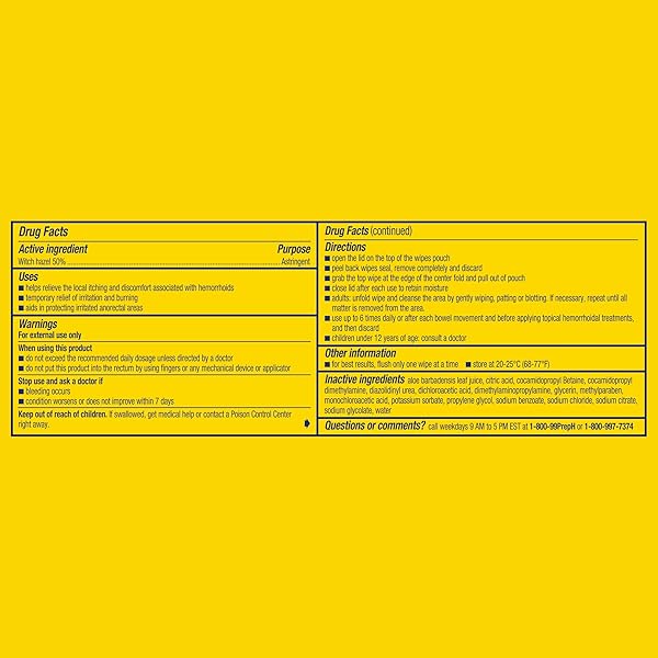 PREPARATION H HEMORRHOID FLUSHABLE WIPES WITH WITCH HAZEL FOR SKIN IRRITATION RELIEF – 48 COUNT