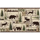 Evlaschin Rustic Bear Deer Bathroom Rug- Farmhouse Cabin Lodge Wildlife Bath Mats- Vintage Forest Tree Elk Moose Non-Slip Seasonal Bath Rugs 32