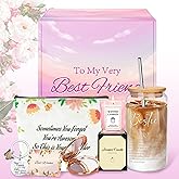 Best Friend Birthday Gifts for Women, Sister Birthday Gifts with 16 Oz Glass Cup, Key-chain, Makeup Mirror, Friendship Gift for Women, Friendship Day, Thanksgiving, Christmas, Anniversary