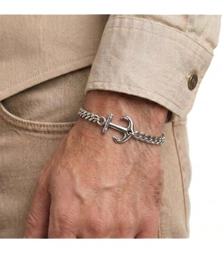 Amazon.com: The Black Bow Men's 10mm Stainless Steel Anchor Link