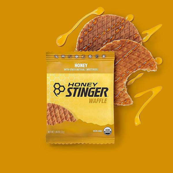 HONEY STINGER ORGANIC HONEY WAFFLE, ENERGY STROOPWAFEL FOR EXERCISE, ENDURANCE AND PERFORMANCE, SPORTS NUTRITION FOR HOME & GYM, PRE AND POST WORKOUT, 16.96 OUNCES (PACK OF 16)