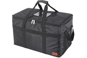 FORCOOK Insulated Food Delivery Bag XXL Commercial Bag Grocery Bags Hot Bags for Delivery Waterproof - Premium Food Warmer Bag for Uber Eats and Doordash with Hard Bottom Black