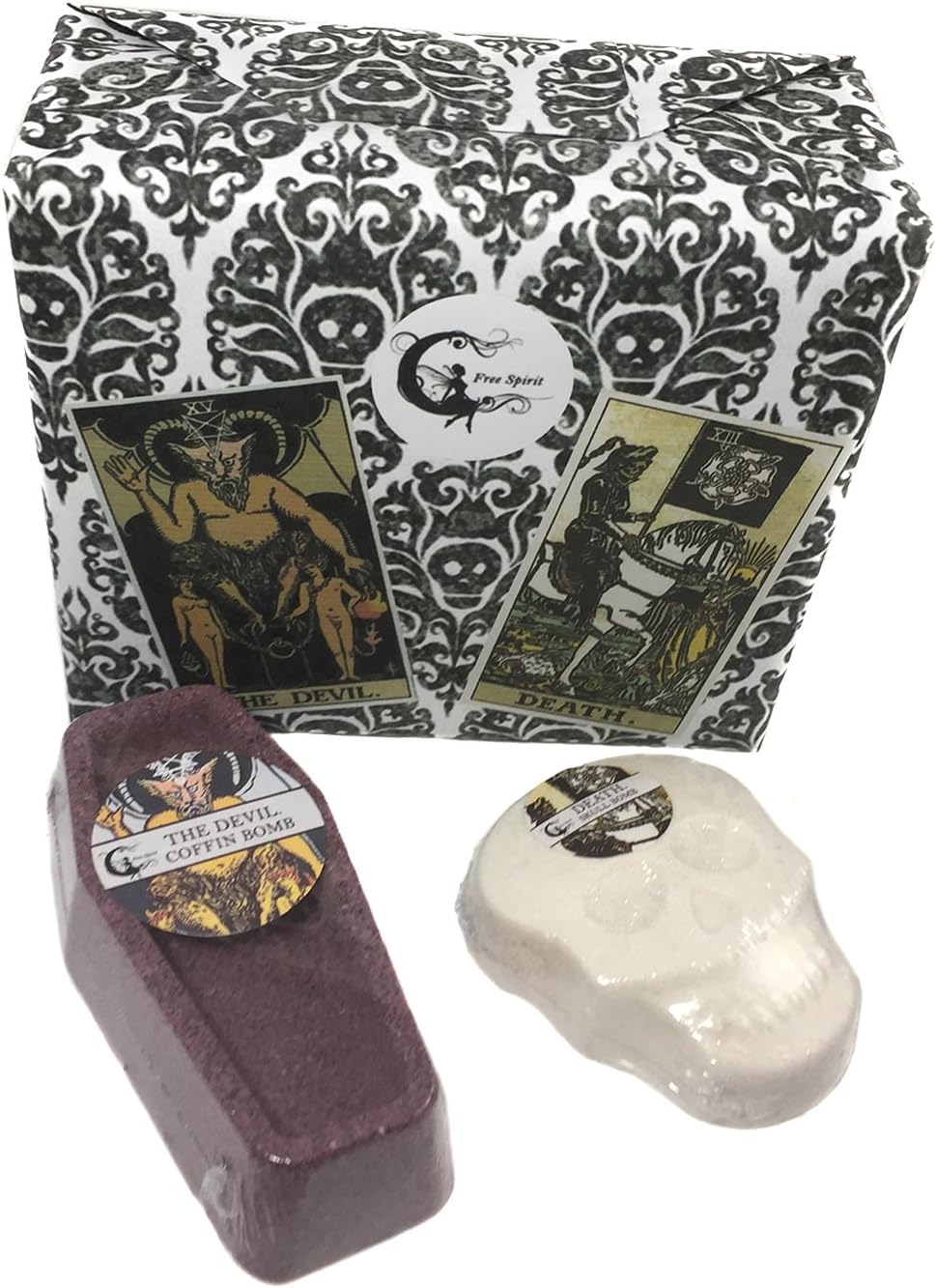 Bath Bomb Tarot Gift Set | Skull Bath Bomb 160-180g | Devil Coffin Bath Bomb 150-200g