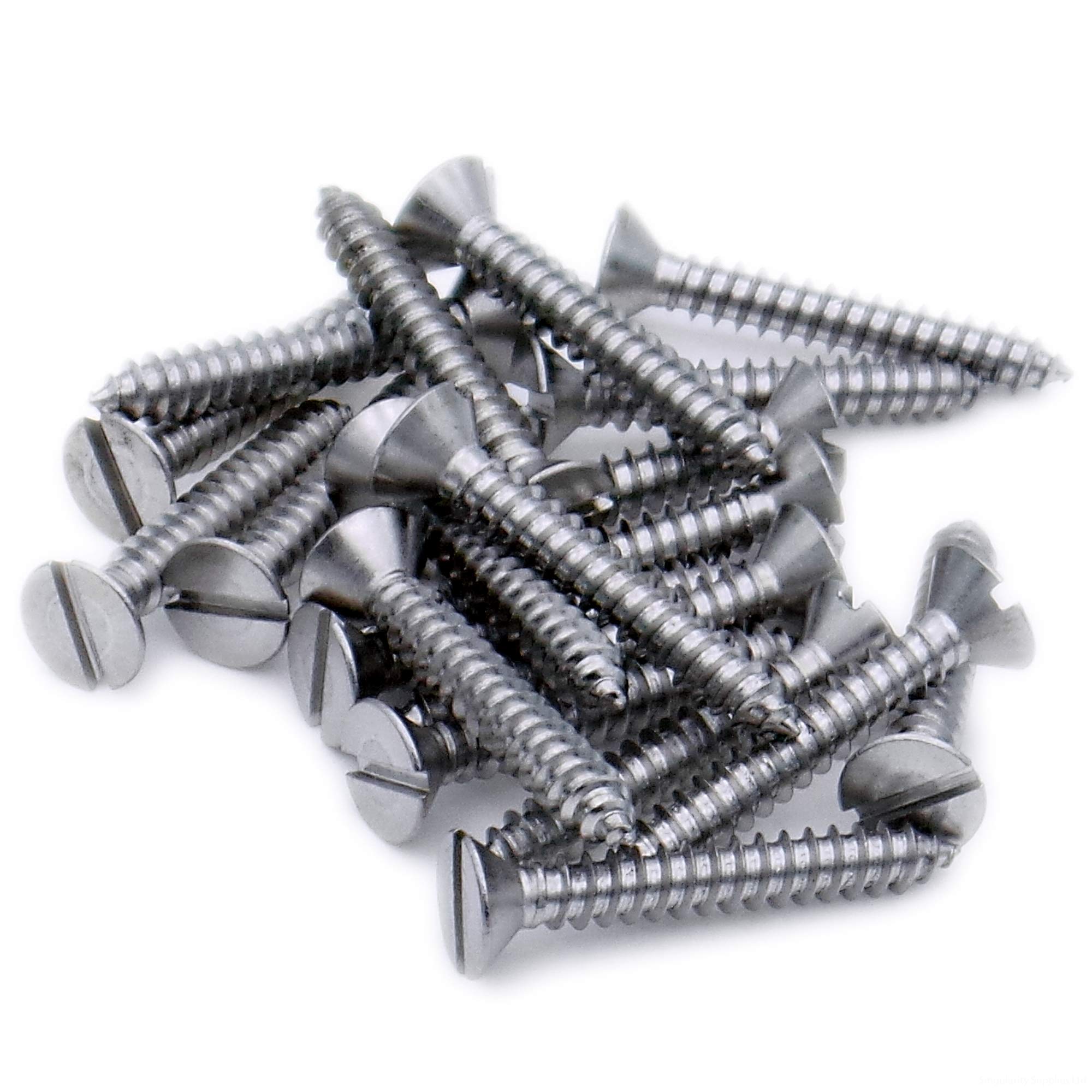 No.2 x 0.25 (2.2mm x 6.5mm) Slot Countersunk Self-Tapping Screw - Stainless Steel (A2) (Pack of 20)