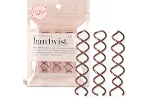 Kitsch Spiral Bobby Pins for Girls and Women - Hair Bun Maker | Rounded Tips, Chip-Resistant Bun Twist Spiral Hair Pins | Secure Hold All-Day | Ideal Gifts for Women - 3Pcs, Brown