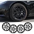 Mayde 18-Inch Hub Caps fits 2017-2022 Tesla Model 3, Replacement Wheel Covers (Set of 4,) (Gloss Black)