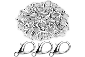 AConnet 50 Pieces Lobster Claw Clasp 21x10mm Curved Lobster Clasps for Jewelry Making Bracelet Necklace Jewelry Making Findings and Repairing (Lead, Nickel Free)