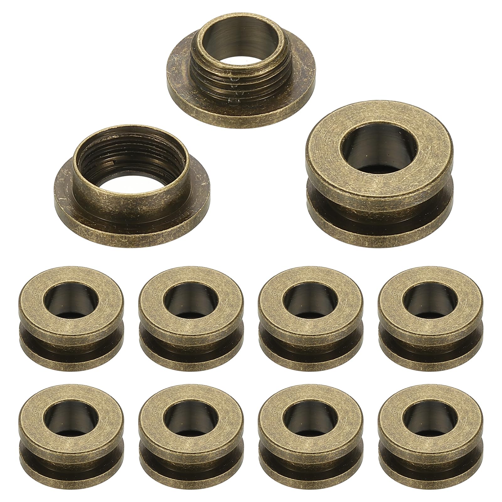 PATIKIL 8mm(1/3 inch) Solid Brass Hole Eyelets, 10 Pcs Flat Self Backing Grommets with Washer for Shoes Clothes Crafts Bag Leather Craft, Bronze — image 1