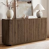 SZTHHDF 64" Sideboard Buffet Cabinet with Storage, Modern Fluted Accent Credenza with Adjustable Shelves, Wood Media Console 