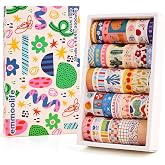 emmoolife 35 Rolls Washi Tape Set, Colorful Cute Floral Writable Decorative Tapes for Scrapbooking and Journaling, Junk Journal Supplies, Bullet Journaling for Women Girl 5-30mm Wide 9.84ft Long/Roll