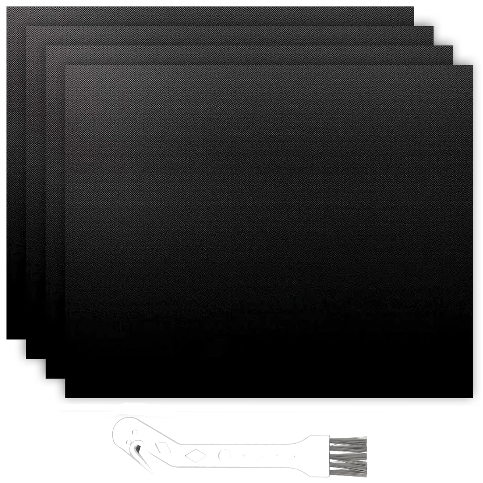 SPARES2GO Universal Teflon Oven Liner Non Stick Heavy Duty Fan Assisted Cooker Lining (Pack of 4 + Brush)