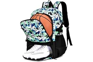 Hsmihair Basketball Backpack Large Sports Bag for Men&Youth,Gym Bag with Separate Ball & Shoes Compartment,Travel Bag for Basketball,Soccer,Volleyball
