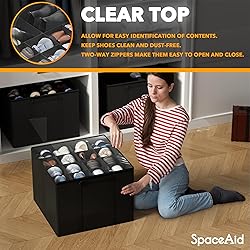 SpaceAid Shoe Organizer for Closet, 2 Pack Foldable