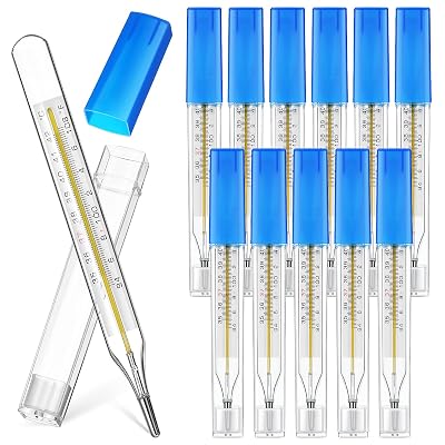 MAGICLULU 12Pcs Glass Oral Temperature for Adults Fever, Dual Scale ℃ & ℉ Traditional Underarm Body Temperature with Case, Precise Measurement for Kids Babies Elderly Home Family Clinics