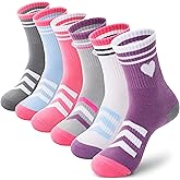 ANTSANG Kids Boys Girls Athletic Cotton Socks, Youth Teen Breathable Soft Crew Socks, 6 Pairs