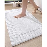 DEXI Bathroom Rugs 20"x32", Non Slip Bath Mats for Bathroom Floor, Ultra Soft and Absorbent Bath Rug Shower Carpet, Machine Washable, White