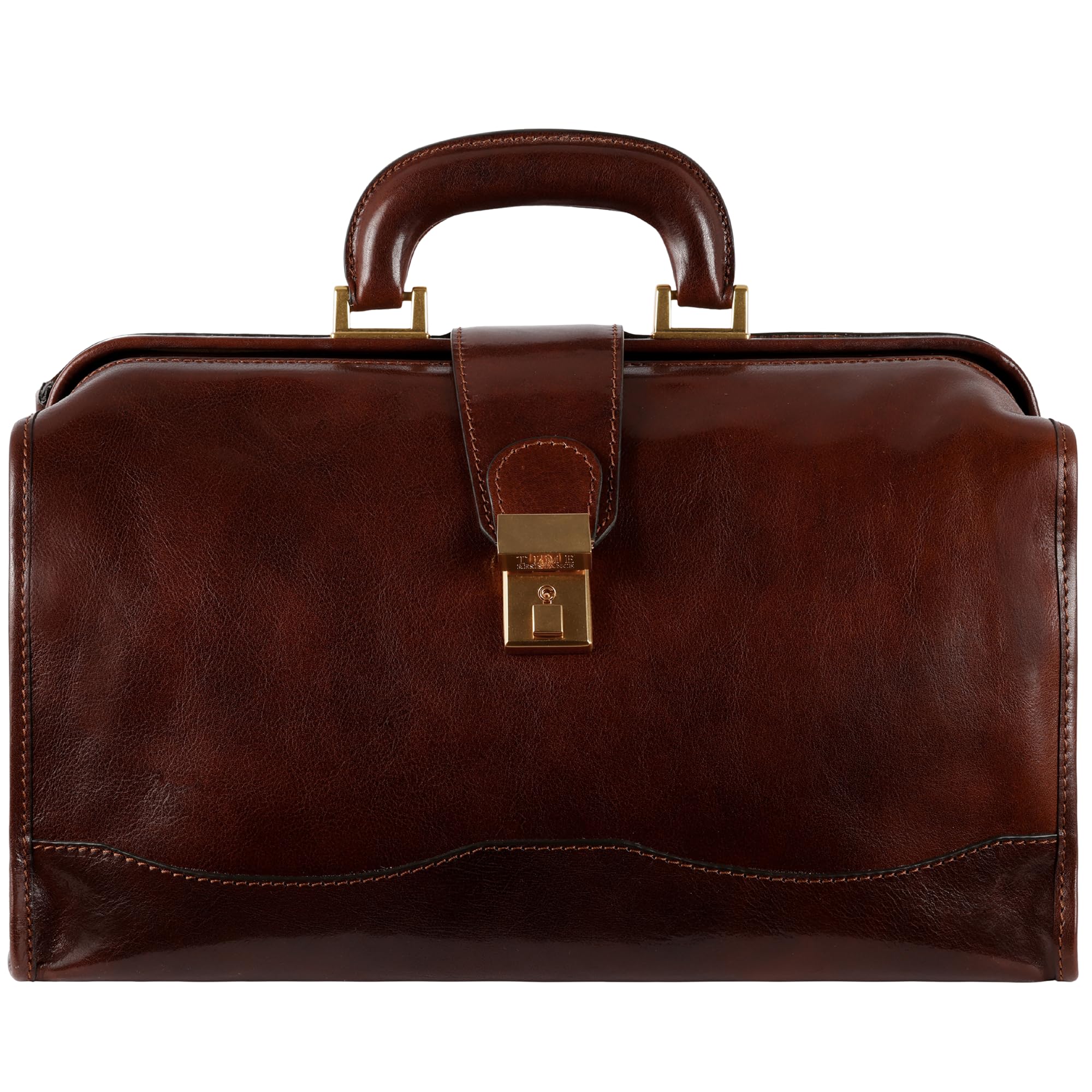 Time Resistance Leather Doctor Bag - Vintage Style Leather Handbag - Briefcase for Men and Women (Brown)