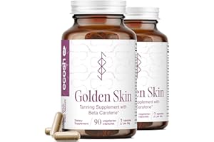 ECOSH Golden Skin Tanning Supplement for Women & Men – Potent Tanning Pills with Beta Carotene, Lutein & L-Tyrosine for Skin Health | Natural Antioxidant Supplement & Tanning Vitamins | 180 Vegan Capsules