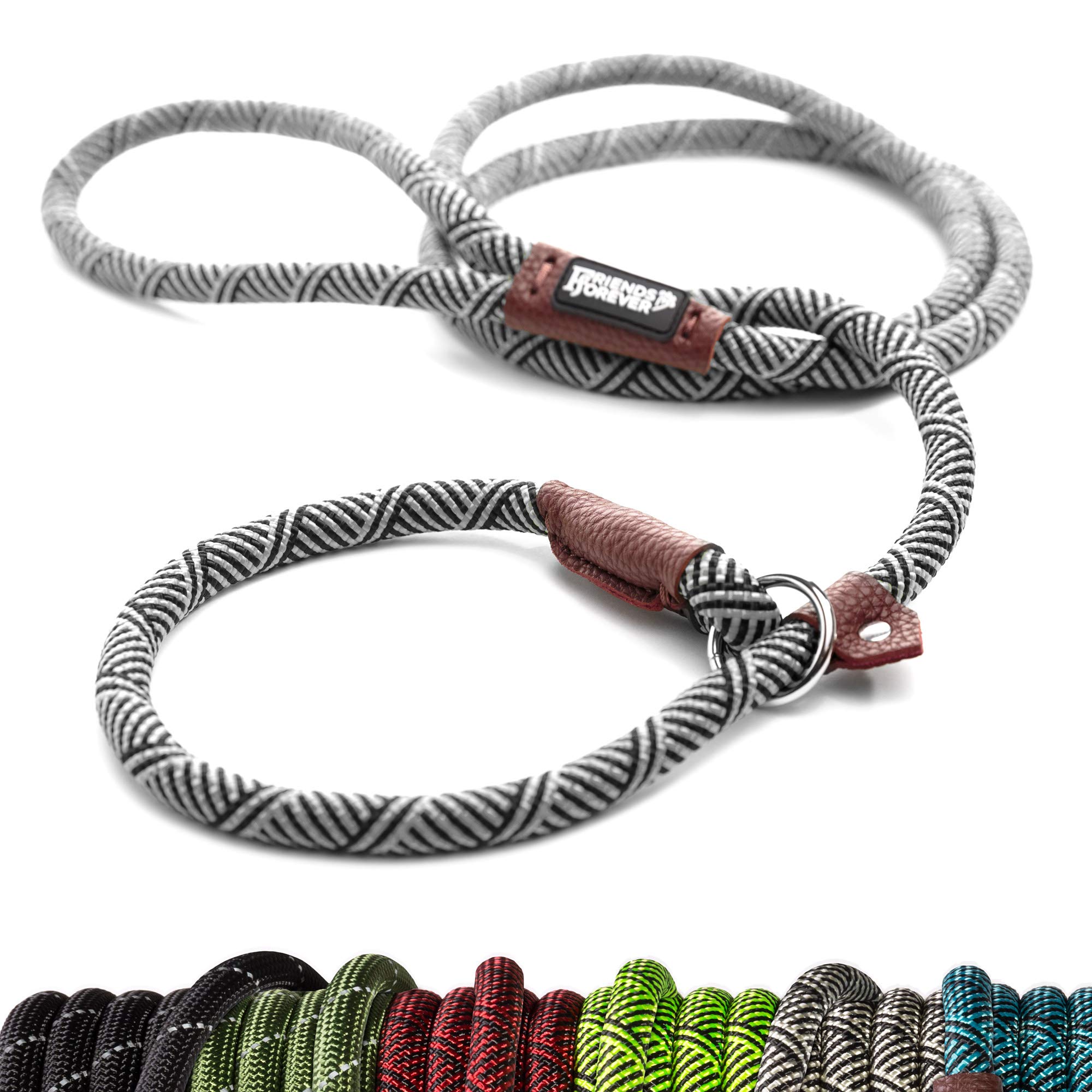Friends Forever Extremely Durable Dog Rope Leash, Premium Quality Mountain Climbing Rope Lead, Strong, Sturdy Comfortable Leash Supports The Strongest Pulling Large Medium Dogs 6 feet, White