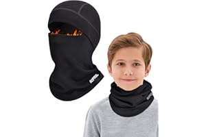 AOPREL Kids Balaclava Ski Mask, Modal Wool Blend Soft Face Mask for Boys & Girls, Windproof Full Face Cover for Cold Weather