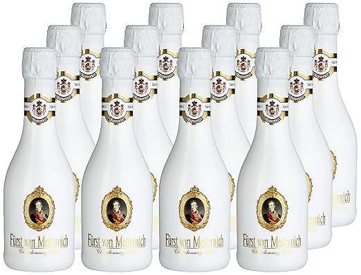 FÜRST VON METTERNICH Chardonnay Sekt Trocken (12 x 0.2 l) ? Piccolo ? kleine Flasche ? fruchtig, hochwertig ? Premiumsekt aus