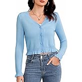 Bbonlinedress Long Sleeve Women Cardigan Sweaters Lightweight Knit Sweater Button Up Cropped Shrugs Tops