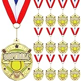 Loetere 12 Pcs Gold Award Medals Bulk 2.2 Inch Basketball Volleyball Royal Dance Softball Metal Medals with Neck Ribbons Metal Trophy Award Prize Gifts for Tournaments Sports Competitions