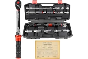 DURAXION 16PCS 3/8" Drive Torque Wrench with Magnetic Spark Plug Socket Set, ±3% Precision Dual Direction Torque Wrenches wit