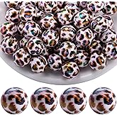 LEGENTLISUR 30Pcs 16mm Acrylic Beads Leopard Round Beads for Jewelry Making Keychain Bracelets Beadable Pens