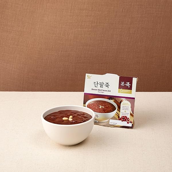 BONJUK SWEET REDBEAN JUK(PORRIDGE) BOWL – KOREAN SOUP STEW KFOOD, HEARTY BREAKFAST OAT MEAL – 9.5OZ(270G), BOWL TYPE