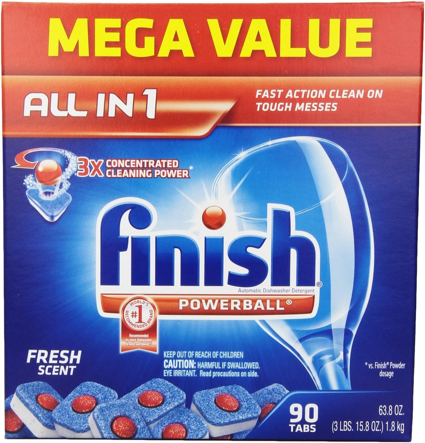 Finish Powerball Tabs Dishwasher Detergent, Fresh Scent, Bonus Size 270 loose