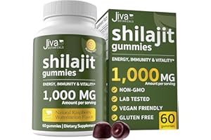 JIVA BOTANICALS Jiva Pure Himalayan Shilajit Gummies for Men & Women - Pure Shilajit Gummies 1000mg for Healthy Aging, Immune System & Normal Energy Support - Sugar-Free, Vegan, Made in The USA (60 Count)