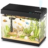 Xyingshine 2.5 Gal Fish Tank Starter Kit, Smart Self-Cleaning Desk Aquarium | 2.5 gal kit with quiet 3-in-1 pump, triple filtration, LCD touch, 7-color LED, mist, ultra-clear glass for desks and offices