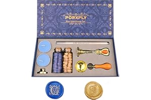 PORXFLY 2 Pieces Letter G Wax Seal Stamp Set,Initial Alphabet Wax Seal Stamp Kit Vintage Gift Box, A to Z Letter Series Stamp