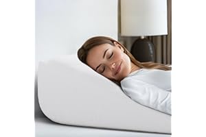 BEKWEIM Bed Wedge Pillow for Sleeping with Memory Foam and Ultra Comfortable Topper - Wedge Pillow for Sleep Apnea, Acid Reflux Relief, Gerd, After Surgery and Back Pain Relief (White)