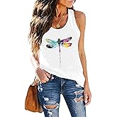 Womens Vintage Graphic Racerback Tank Tops Summer Beach Vacation Tank Cami Casual Loose Workout Yoga Tanks Vest