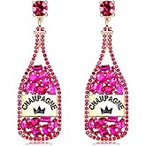 XOCARTIGE Champagne Bottle Earrings Rhinestone Crystal Beaded Champagne Drop Dangle Earrings for Women Wedding Holiday Festive Party Earrings Xmas New Year Gifts