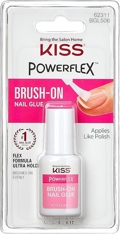 KISS Powerflex Brush-On Nail Glue, Ultra Hold False Nails, Repairs Breaks
