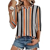 ATHMILE Womens 3/4 Sleeve Blouse Summer Tops Fall Shirt Fashion Blouses Beach Vacation Clothes Spring Tunic 2026 Trendy