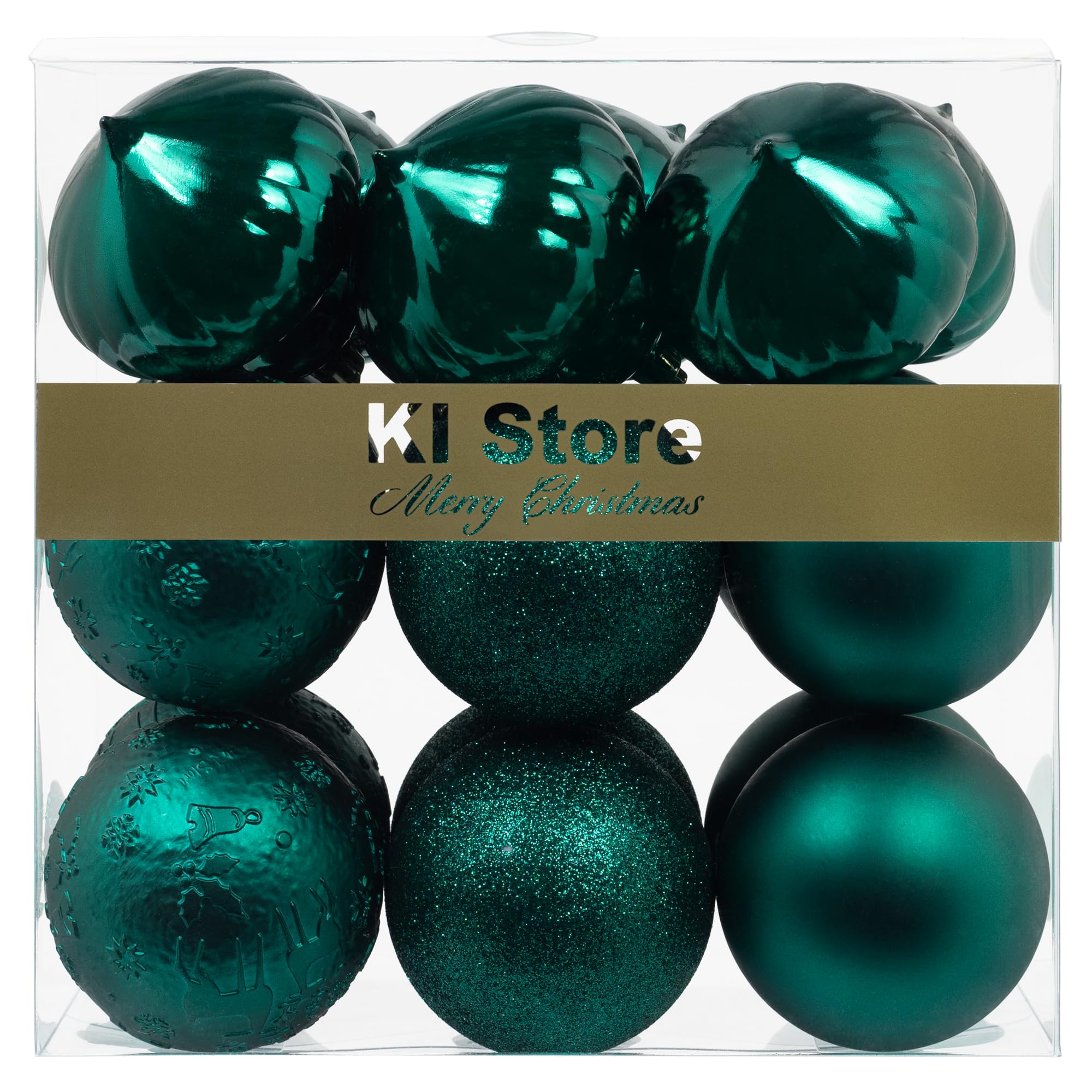 Art Beauty Dark Teal Christmas Baubles 80mm Christmas Tree Decoration Ornaments 18pcs Shatterproof Balls for Xmas Hanging Decorations Festival Holiday Decor