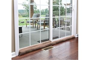 HOME DISTRICT Sliding Door Draft Stopper -Glass Door Draft Blocker, Patio Under Door Draft Stopper, Door Air Blocker Draft Dodger Noise Blocker Approx. 71" Long - Light Brown