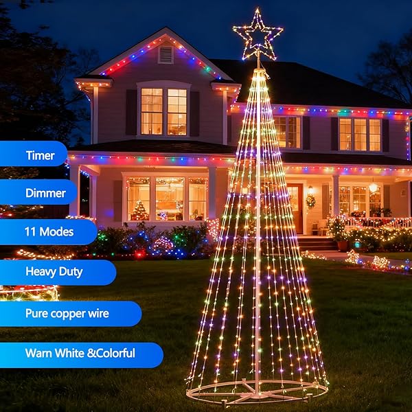 12FT OUTDOOR LIGHTING CHRISTMAS TREE 650 LED LIGHT SHOW CHRISTMAS TREE WITH 8 MODES TIMER REMOTE,TALL STAR TOPPED ARTIFICIAL CHRISTMAS TREES ARBOL DE NAVIDAD FOR PORCH YARD PATIO INDOOR